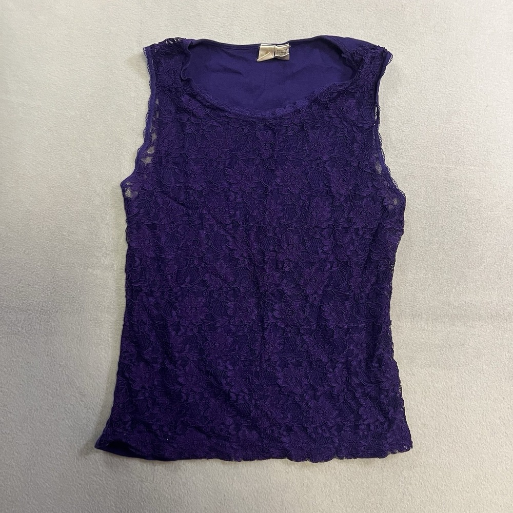 Vintage Victorias Secret Sleeveless Lace Overlay Top Women's Size Small Purple